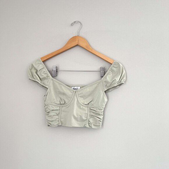 PRINCESS POLLY Karla Crop Top Light Green Size 4 - Picture 3 of 6